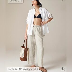 J CREW Linen Soleil Pants, Tall Small, color Flax